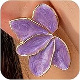 Statement Enamel Petal Flower Stud Earring for Women Exquisite Dainty Leaf Floral Earrings Irregular Romantic Valentine Party Jewelry Gift Accessories