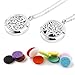 2Pcs Essential Oil Diffuser Necklace 316L Stainless Steel Locket 2 Pattern Aromatherapy Diffuser Pendant with 24 Inches Adjustable Chain (11Pcs Washable Pads)