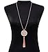 Long Necklaces For Woman Disk Circle Pendant Necklaces Tassel Fringe Necklace Set Statement Pendant (rose gold)