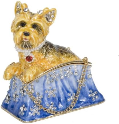 Yorkshire Terrier Dog Trinket Box with Swarovski Crystals