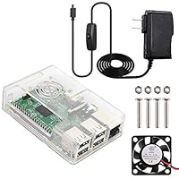 Yansion Raspberry Pi 3 B+ Case with Cooling Fan  2.5A Power Supply ON/OFF Switch for Raspberry Pi 3B Plus, Pi 3 Model B, Pi 2B, Clear