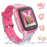 YENISEY Kids Smart Watch Waterproof GPS+WiFi Tracker for 3-12 Year Girls Boys,with SOS HD Touch Screen Two Way Call Phone Voice Chat Games Camera Alarm Clock Birthday Gifts Toys for Children (Pink)