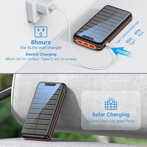 Portable Charger Solar Power Bank 36000mAh, Portable Solar Phone