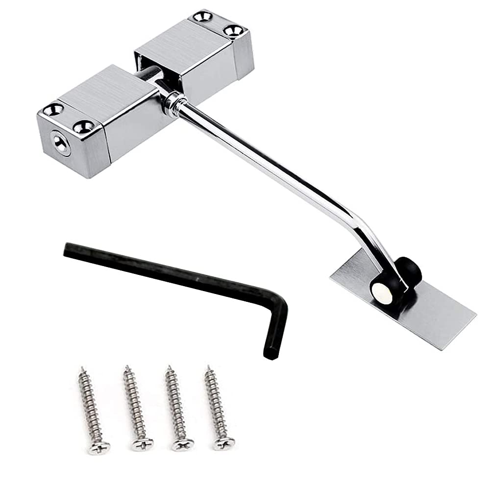 Automatic Spring Closer, Door Closers for Interior Door, Internal Automatic Door Closer, Stainless Steel Spring Door Closer, with Allen Key and Screws, for Automatic Door Closing (Silver)