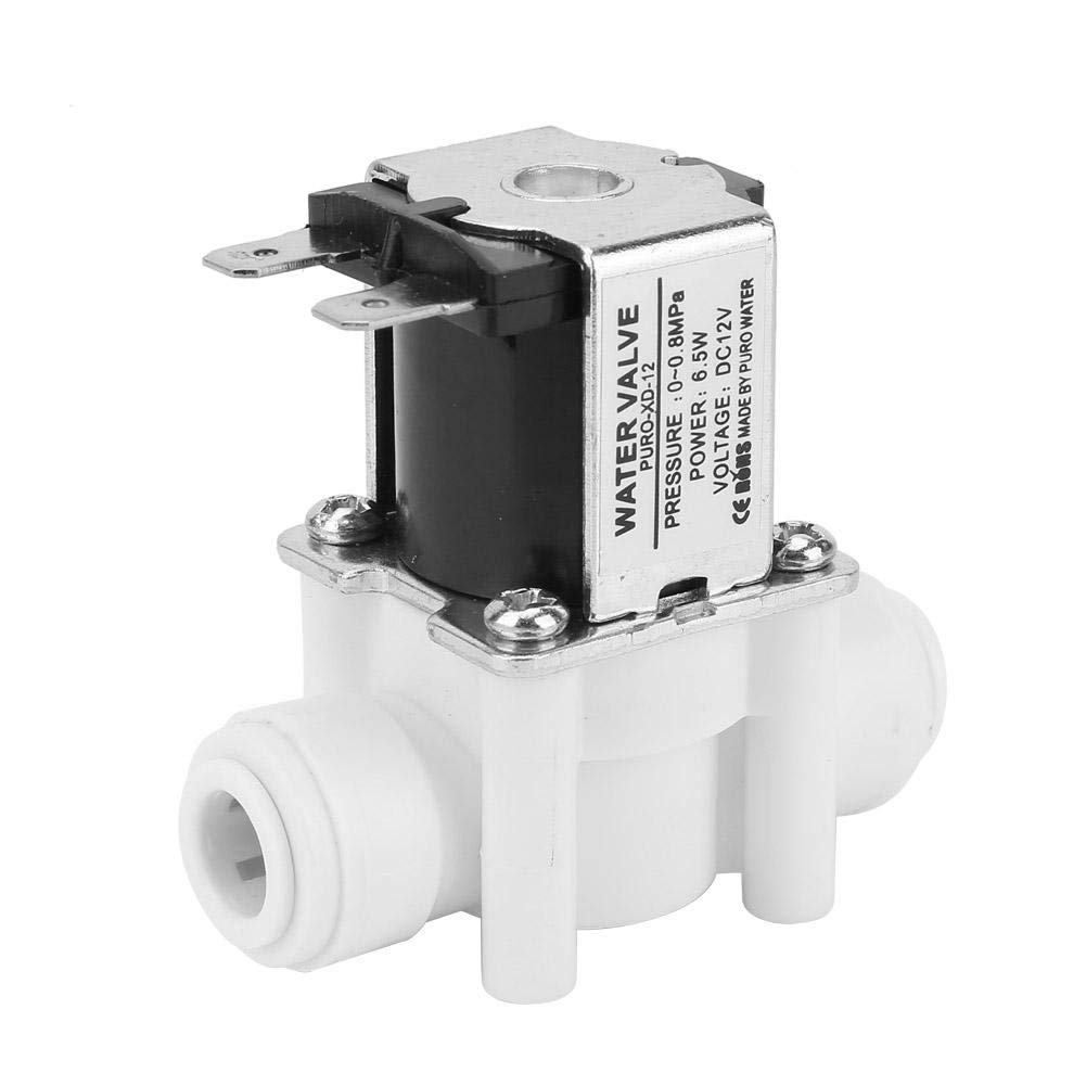 12V Solenoid Valve, DC12V Normally Close Water Valve Plastic Electric Magnetic Valve 3/8" Quick Connection for Water Purifier