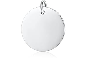 SILBERTALE 925 Sterling Silver Round Engravable Pendant Coin Stamping Blanks Disc Tags Plate Pendant for Necklace
