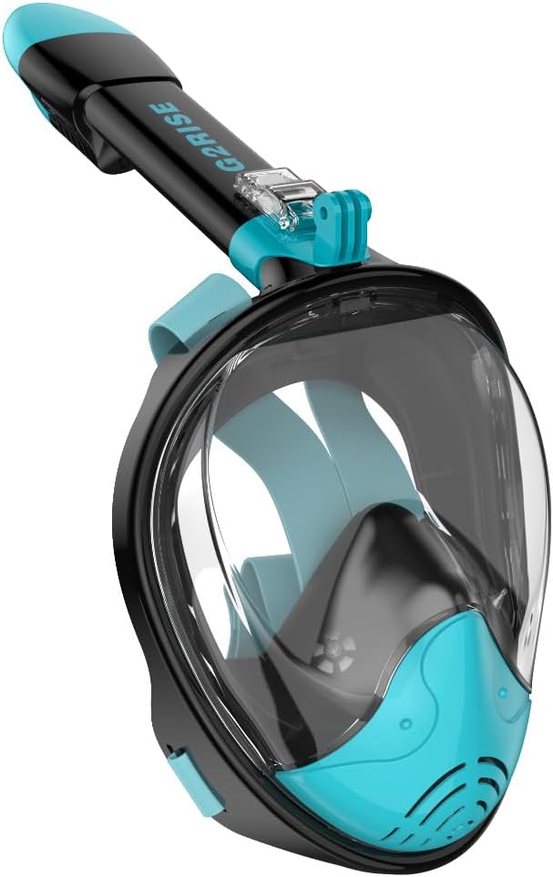 G2RISE SN01 Full Face Snorkel Mask with Detachable Camera Mount XS Black Green