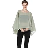BEAUZSUZSANA Women Poncho Cape High Low Chiffon Shawls Wraps Scarves Capelets for Evening Dress Bridal Wedding Party