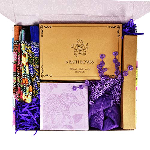 Birthday Gift Baskets for Women - Includes Journal for Women, Ring Holders for Jewelry, Bubble Bath for Women, Warm Socks, and Womens Scarves for Wife, Friend, Aunt, Sister, Daughter - Thumbnail 3