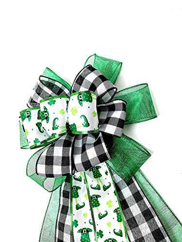 St. Patrick's Day Bow, Saint Patrick Day Wreath Bow, Shamrock lantern bow, Irish day swag bow, Green Bow, Wreath making