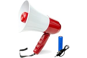 japomizuno Bullhorn Rechargeable Megaphone Speaker with 240's Recording,Siren,U-Disk Player, 800 Yard Range, Rechargeable Battery
