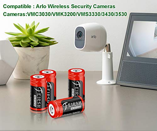 Feirsh CR123A Rechargeable Batteries for Arlo Cameras,RCR123A 3.7V 800mAH Lithium ion Batteries Rechargeable Compatible with Arlo Wireless Security Cameras(4 Pack) - Thumbnail 5