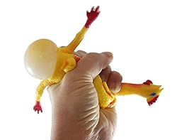 2 Large 7" Egg Laying Stretchy Rubber Chicken That