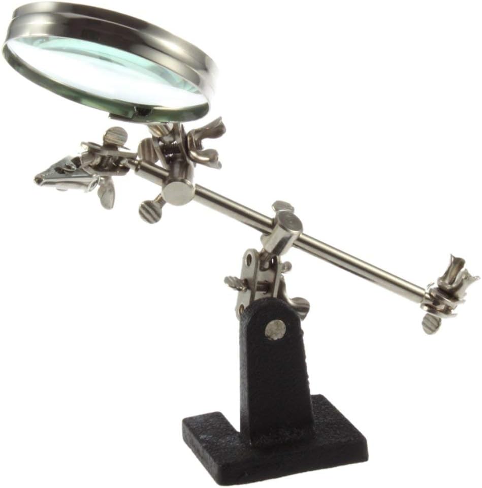 Third Hand Soldering Iron Stand Helping Magnifying Clip Tool Desktop Magnifier Jewelry Repair Magnifying Glass Appliance - Silver