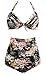 Indrah Women's Vintage High Waist Nations Wind Bikini Swimsuit Set Swimwear