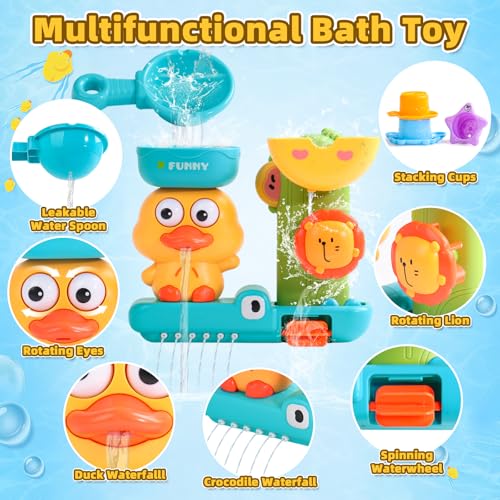 Toys for 1 year old, toys bathtub baby toys 18 months pool water games baby includes 1 ladle for water and 3 stackable cups of animals gift baby boys girls 1 2 3 years