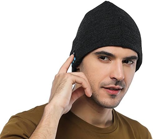 Shnmin Bluetooth Beanie Hat for Men Women Wireless Knit Music Cap Built-in Microphone Christmas Gift (Dark Gray)
