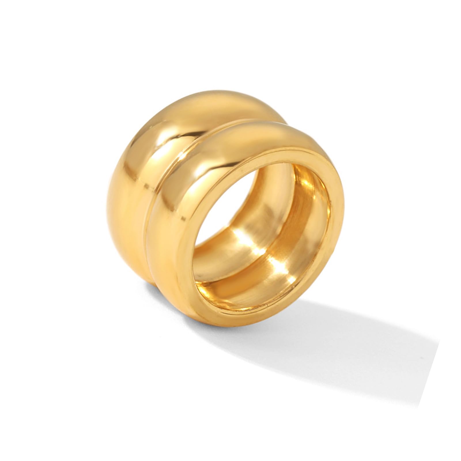 Photo 1 of VRNGI Chunky Gold Rings That Don't Tarnish - Size 10 Statement Rings for Women - Bold Thick Wide Band Thumb Rings - Waterproof Gold Chunky Jewelry