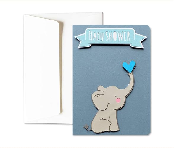 Nino Babyshower Bebe Elefante Lazo Azul Nino Tarjeta De