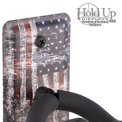 Hold Up Displays Vertical Gun Hanger and Rifle Storage Securely Holds Firearm and Bow - Heavy Duty Steel Flag - Made in USA - Thumbnail 4
