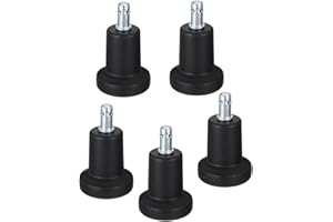 HOMOCONO Office Chair Bell Glides 5Pcs Black 10Mm Fixed Stem Replacement Wheels with Spring Clip Insert for