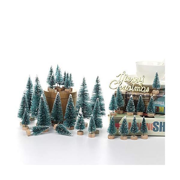 Xueliee Mini-Sisal-Schnee-Frostbäume, Flaschenbürste, Bäume, Kunststoff, Winter, Schnee, Ornamente Tischbäume  (34 Pcs) – Bild 6