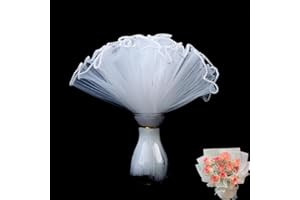 XIZHI 2 Pack 4.5 Yard Bouquet Wrapping Paper Pearl Wrinkled Wavy Net Yarn Flower Wrapping Mesh Paper Korean Bouquet Wrapping Mesh,for DIY Crafts Valentine's Day Wedding Florist Supplies (White)