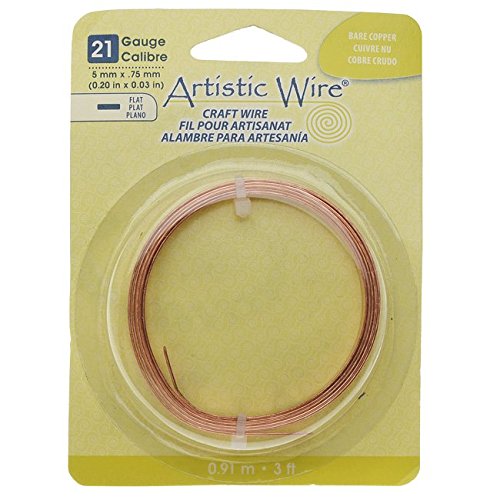 Artistic Wire 21-Gauge Flat 5mm by .75mm, 3-Feet, Bare Copper
