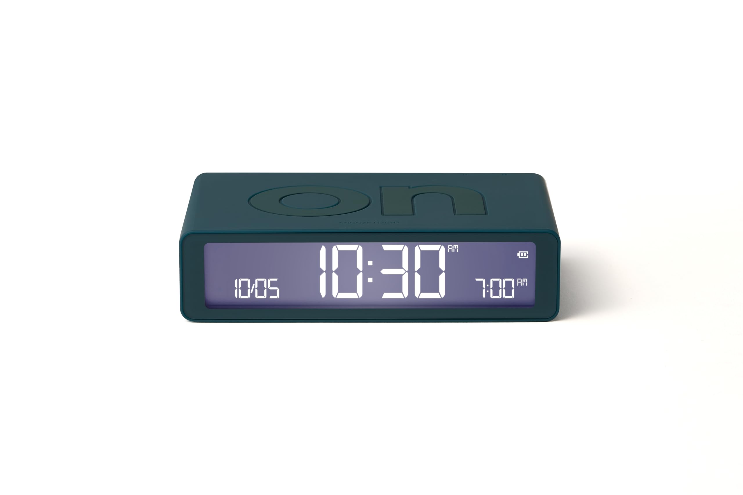 Lexon Flip Classic Digital Alarm Clock with Reversible On/Off Faces, Rechargeable bedside clock with LCD display, Touch Sensor for Snooze & Light function - Blue Duck — image 1