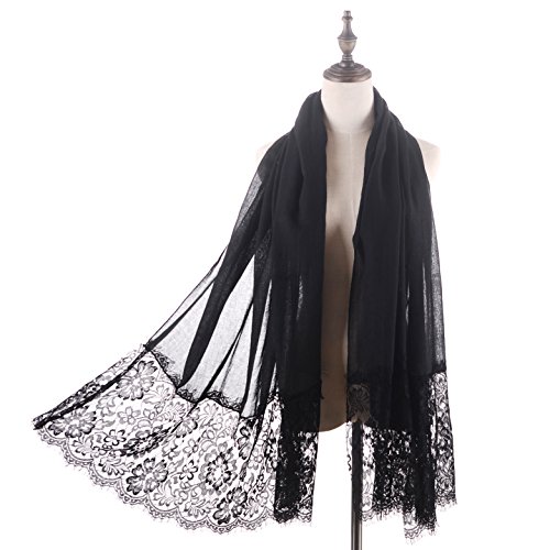 RiscaWin Lady New Fashion Contracted Style Both Ends Floral Lace Soft Scarf...