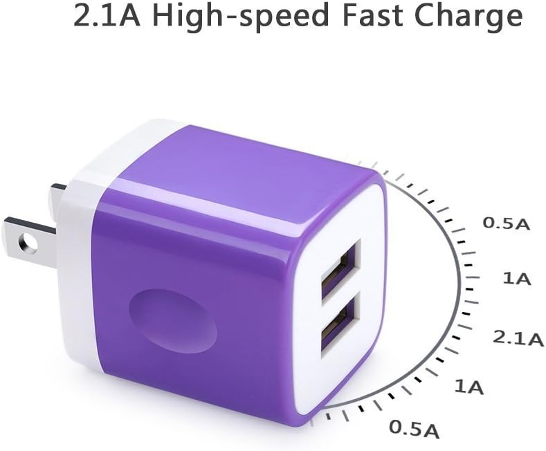 5 Pack USB Charger Wall Plug HUHUTA Dual Port 2.1A USB Phone Charger Adapter Block Box Replacement Fast Charging Plug Compatible for iPhone Xs, iPad, Samsung Galaxy S20, Moto, Google Pixel and More: Home Audio & Theater