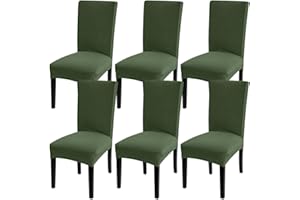Fuloon 6 Pack Super Fit Stretch Removable Washable Short Dining Chair Protector Cover Seat Slipcover for Hotel, Dining Room, Ceremony, Banquet Wedding Party