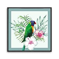 Framed Canvas Wall Art Leaves, Birds, Abstracts Canvas Prints Home Artwork Decoration for Living Room, Bedroom - 16x16 inches