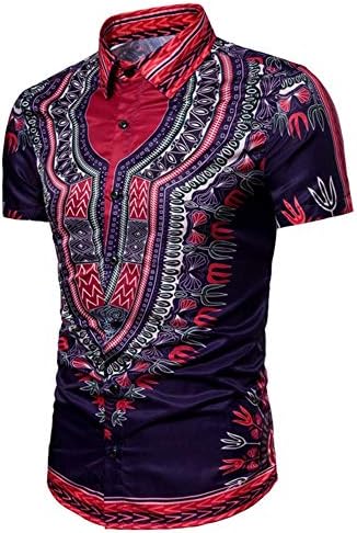 Men Shirts Dashiki African Style Shirts Button Down Summer Floral Print Shirts Blouses Tops by Lowprofile