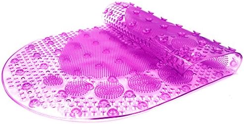 Suction Cup Anti Non Slip Anti-Bacterial Bath Shower Mat Oval-shaped Pad Kids Safety - Foot Massage Cushion PVC ,27 X 15 inch (Purple)