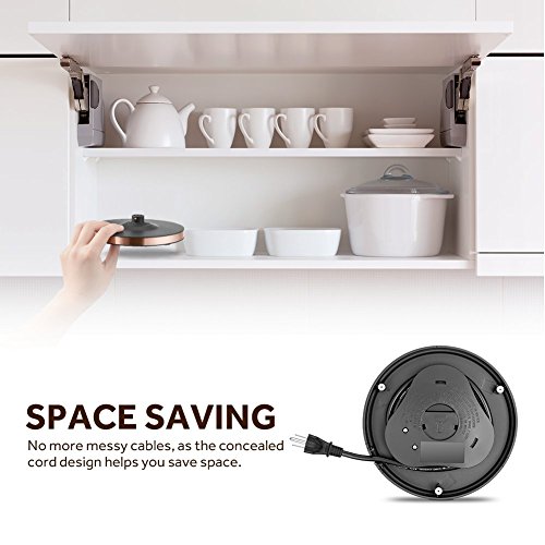 PLEMO Electric Kettle, LED-Lit Fast Water Boiler, Quick-Boil Glass Tea Kettle with Atmospheric Illumination, 1500 W Enclosed Heating Element and Cool Touch Handle, 1.7 L