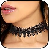 Tgirls Halloween Black Lace Choker Necklace Gothic Collar Necklace Chain Witch Accessories