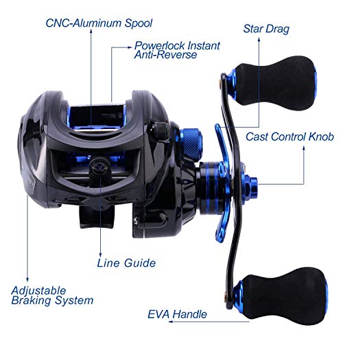Sougayilang Angelrolle und Angelruten-Combos, 24-Tonnen-Angelruten mit Baitcastingrolle, 7.0: 1-Ausrüstung für die Reise – Bild 4