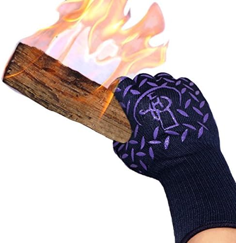 1-Pair - Fire, Heat &amp; Cut Resistant Gloves - Oven Gloves - BBQ Glove - Welding Glove, Forearm Protection, Light Weight Yet Comfortable, Certified 940°F Heat Resistance