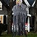 ATDAWN 5.6 Ft Hanging Screaming Ghost Decoration, Halloween Skeleton Grim Reaper Door or Wall Curtain for Haunted House Prop Decoration, Black