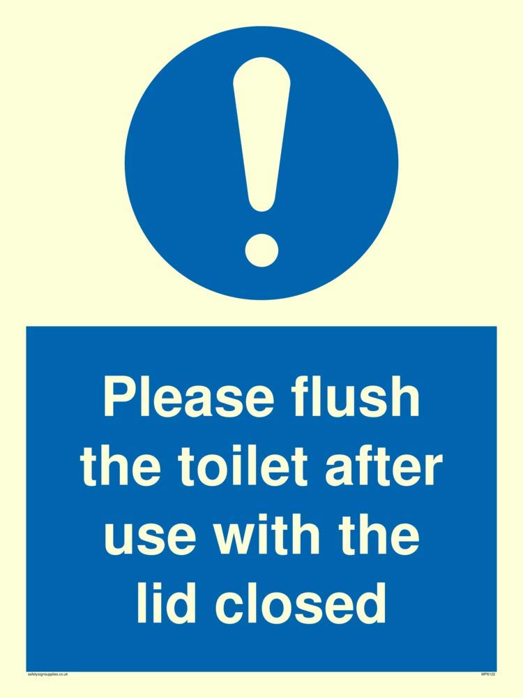 Please flush the toilet after use with the lid closed