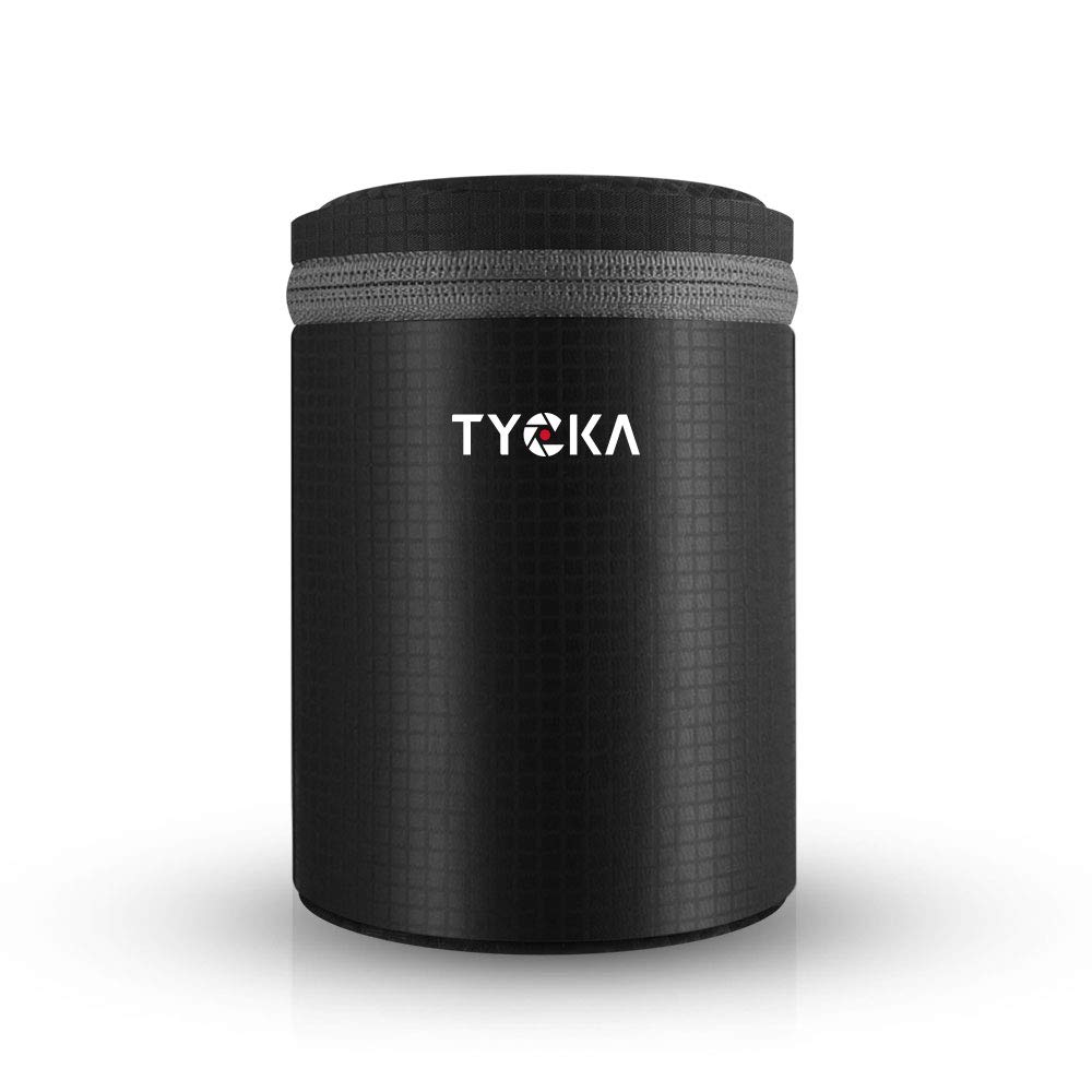 TYCKA Lens Pouch, Water Resistant Camera Lens Cases Bag with Zipper for DSLR Camera Lens 7.3 x 9 cm /2.87 x 3.54 in, Black