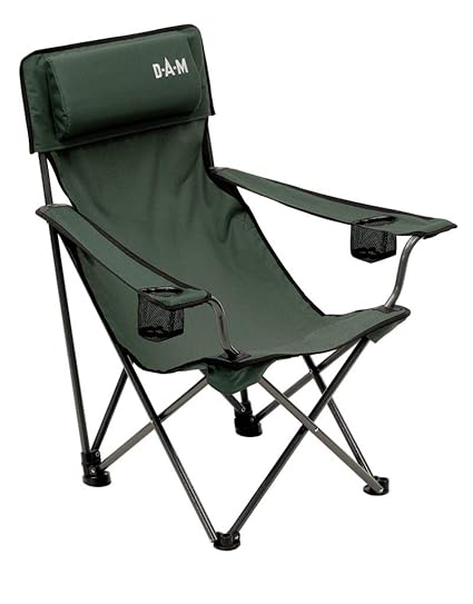 DAM Faltstuhl mit Getränkehalter, Campingstuhl, Dunkelgrün, 70x85x98cm, 8470007