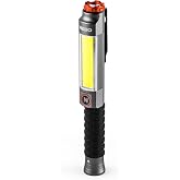 NEBO Big Larry 3 Work Light, 600 Lumen Flashlight &amp; COB Task Light | 600 Lumen COB Work Light, 220 Lumen LED Flashlight, 40 Lumen Red Task Light, Magnetic Base &amp; Steel Clip, 3x AA Batteries