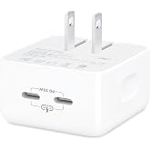 POWERPEAK Fast Charger, 35w Wall Charger, Dual Port GaN Charger Technology, 2 USB-C Ports, White