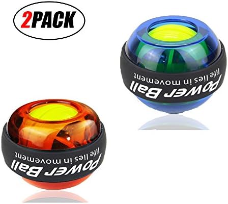 Wrist Ball Exerciser Gyroscope LED Wrist Trainer Powerball Workout Toy Gyroscopic Ball Arm Strengthener 2 Pack