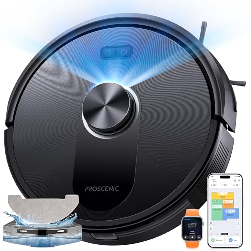 Proscenic Robot Vacuum Cleaner Washer, 10000Pa 200 Mins Robot Vacuum Cleaner with Mop, Navigation Lidar, Multi-Stage Mapping, Obstacle Avoidance, Silent, for Animal Hair Carpets Hard Floors