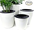 Mkono 3 Pack Self Watering Planter White Flower Pot, M