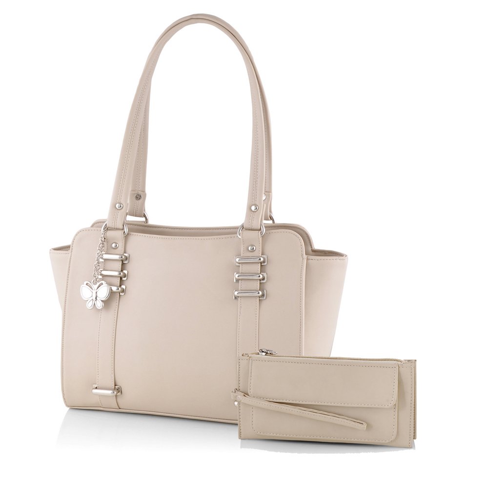 butterflies women's handbag (cream) (bns wb0153)