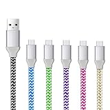 Micro USB Cable, OKRAY 3M/10FT Premium Flat Nylon Braided Micro USB 2.0 A Male to Micro B Sync Charge Cables Charging cord for Samsung Galaxy, Nexus, LG, Motorola, HTC, Android Smartphones (6 Pack)